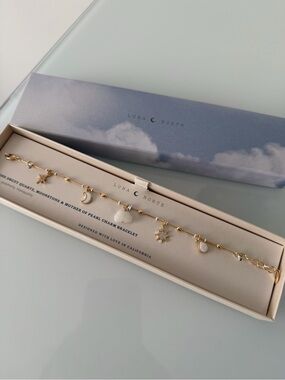 Luna Norte Gold Moonstone & Mother of Pearl Charm Bracelet